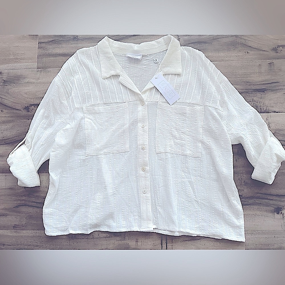 Sage The Label Ivory Button Down Shirt